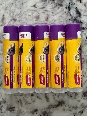 Carmex Limited Edition Sugar Plum Lip Balm sealed NWT! 5 Sticks! Safety sealed